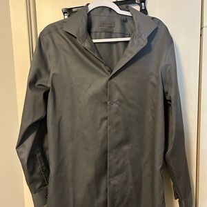 Calvin Klein Men's Charcoal Gray Casual Button-Down Shirt